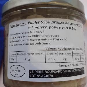 Rillettes de Poulet Poivre vert